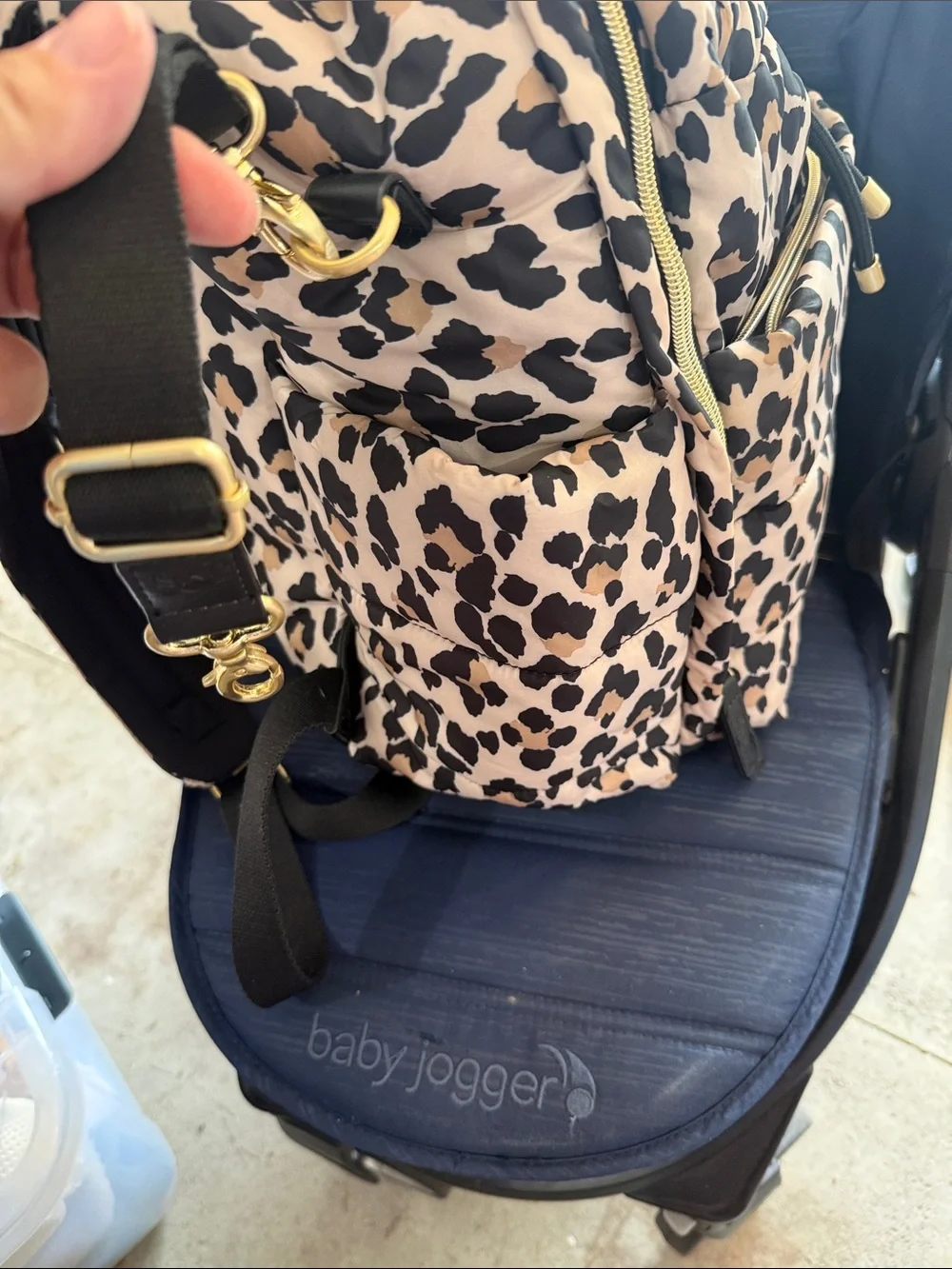 Itzy Ritzy Leopard Print Backpack in Beige and Black